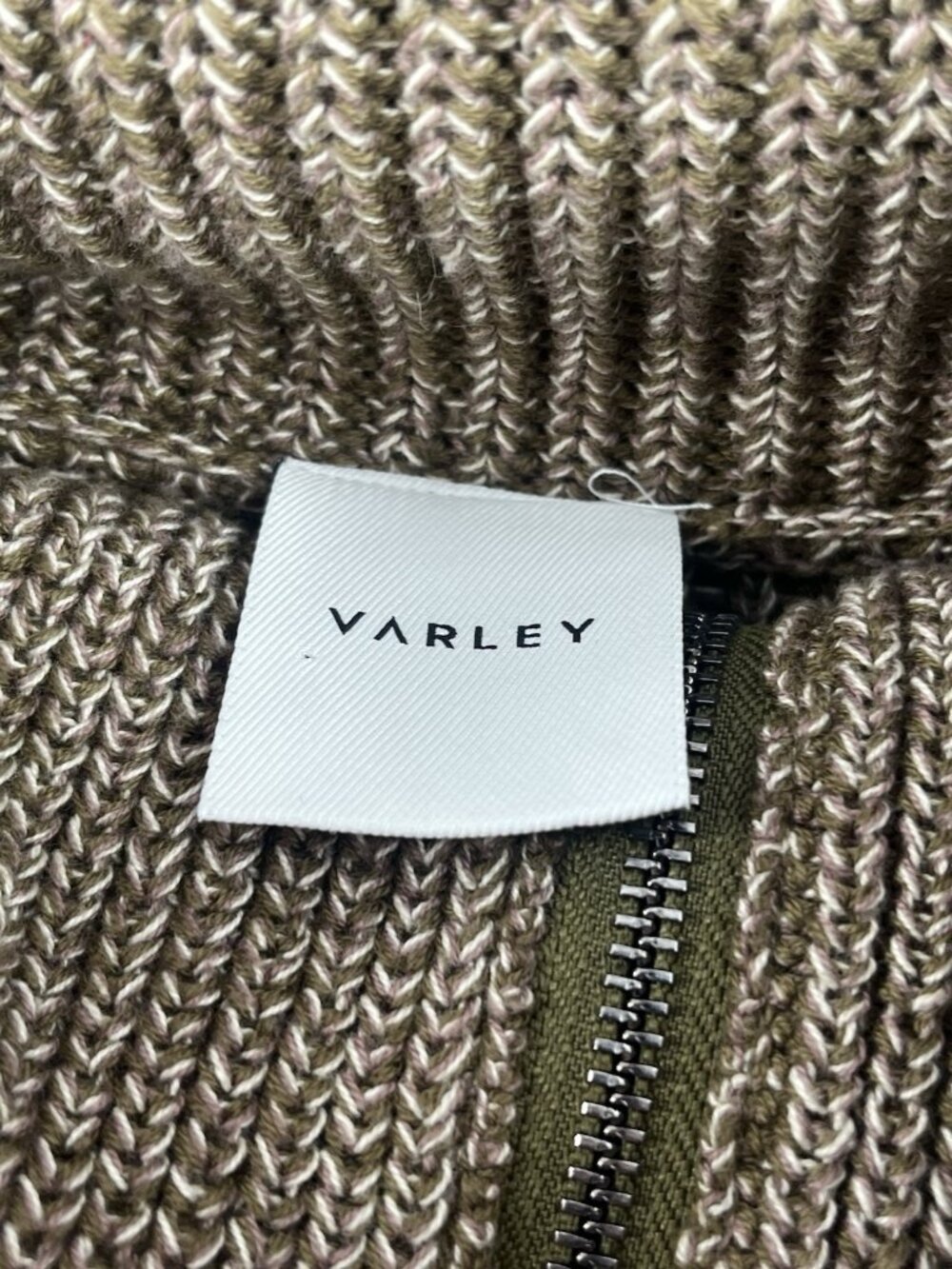 VARLEY Women's Brown/Army Green Heather Cowl Neck 1/4 Zip Sweater XL NWOT - Picture 4 of 6